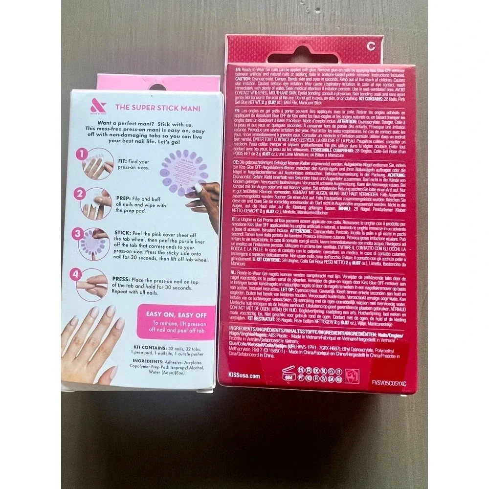 Olive & June Press On‎ Nails + KISS Pink Snowflakes Nails Opened Unused Lot